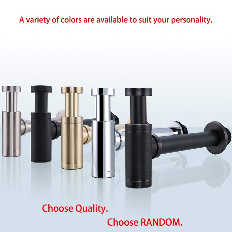 RANDOM Brass Contemporary Round Bottle P Trap 1 1/4,Basin Sink Waste Drain P Trap Kit (Matte Black) - Image 4